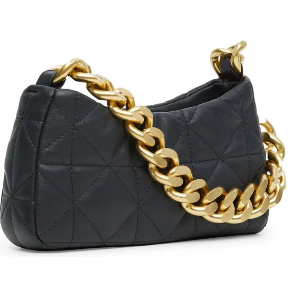 MANGO Black Quilted Chain Shoulder Bag NWT